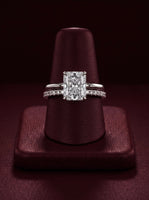 3.0CT Radiant Cut Hidden Halo Bridal Set