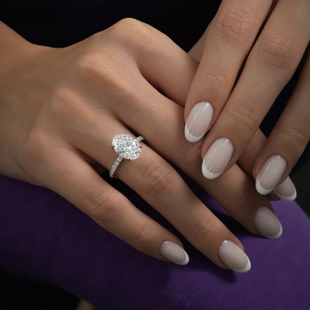 MG OLYSSIA®️ 3.0 CT OVAL CUT PRINCESS RING W/ PAVE BAND MG Essence
