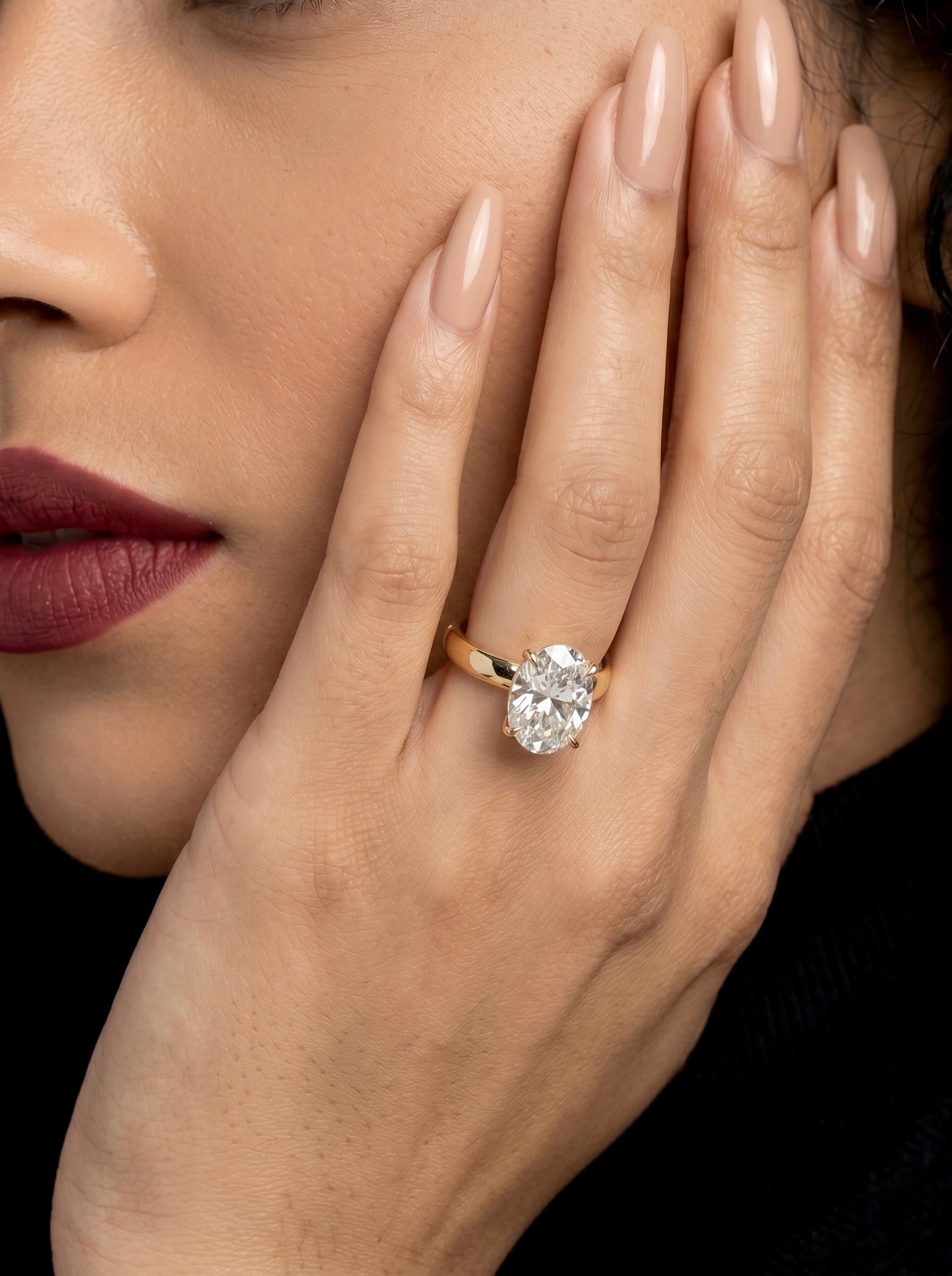 3.0ct Oval Cut Hidden Halo Solitaire Ring – 3.5mm Band