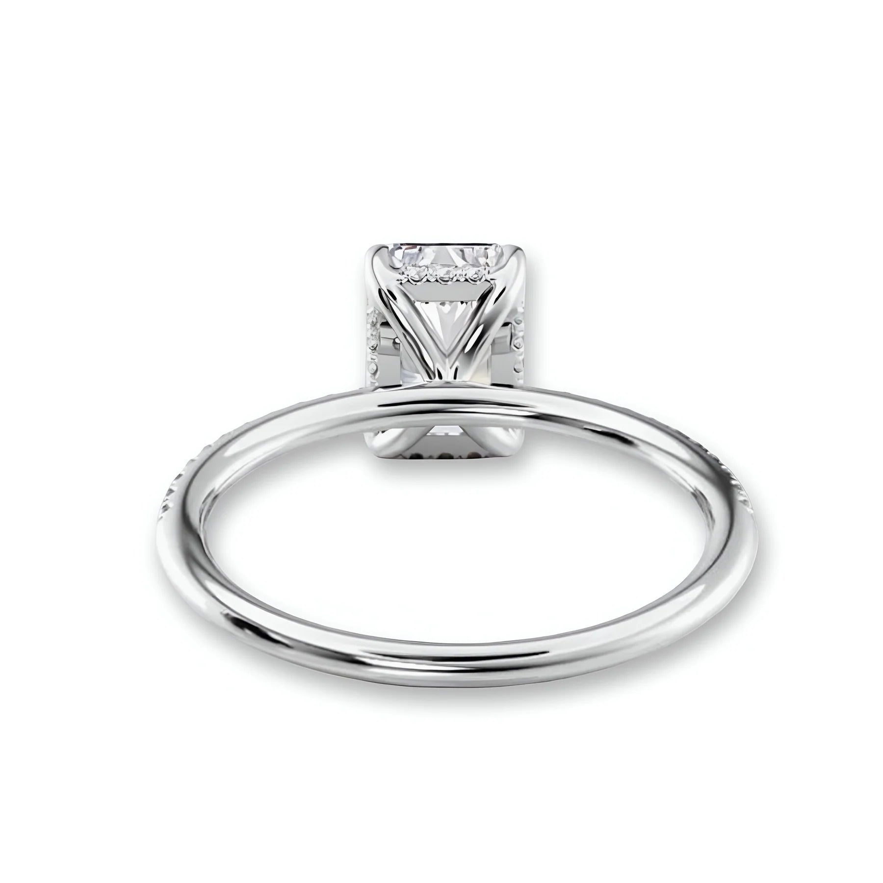 4.0CT Radiant Cut W/ Hidden Halo & Pavé Band - Sterling Silver - Cubic Zirconia