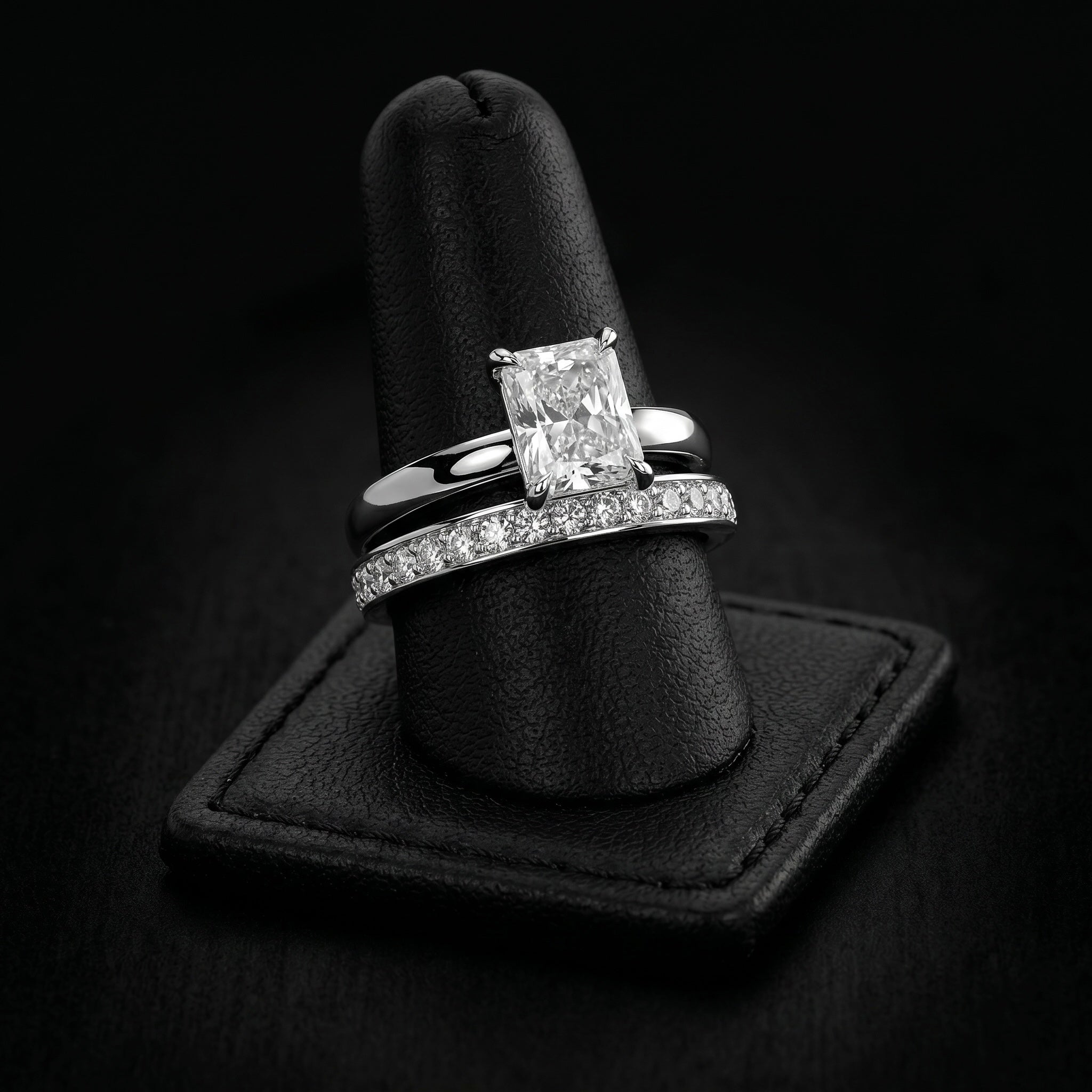 3.0ct Radiant Cut Hidden Halo Solitaire Ring