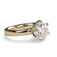 2.0ct Round Brilliant Solitaire with Petal-Style Six-Prong Setting – 9–18K Yellow Gold