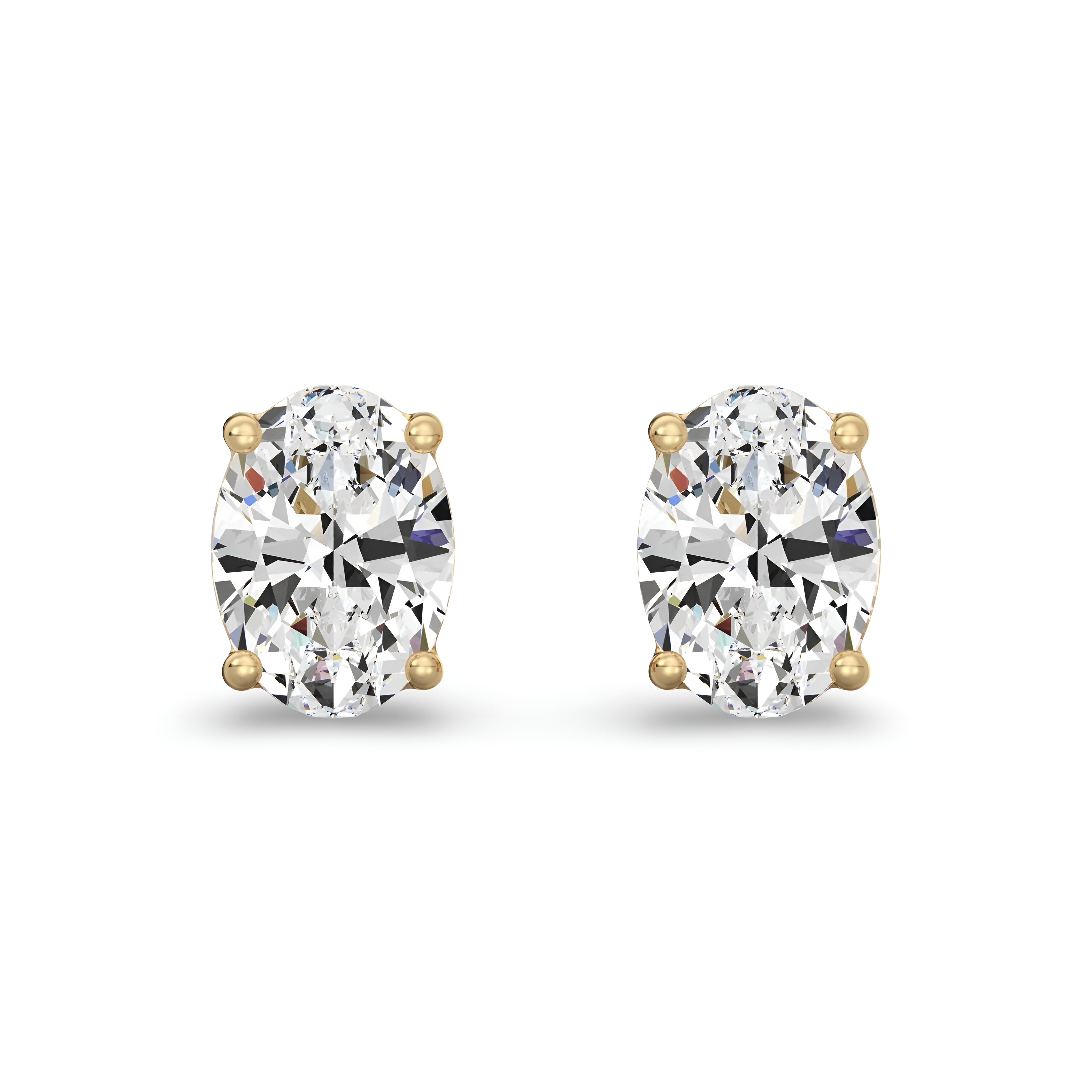 2.0ct Oval Brilliant Moissanite Studs – 9K Yellow Gold