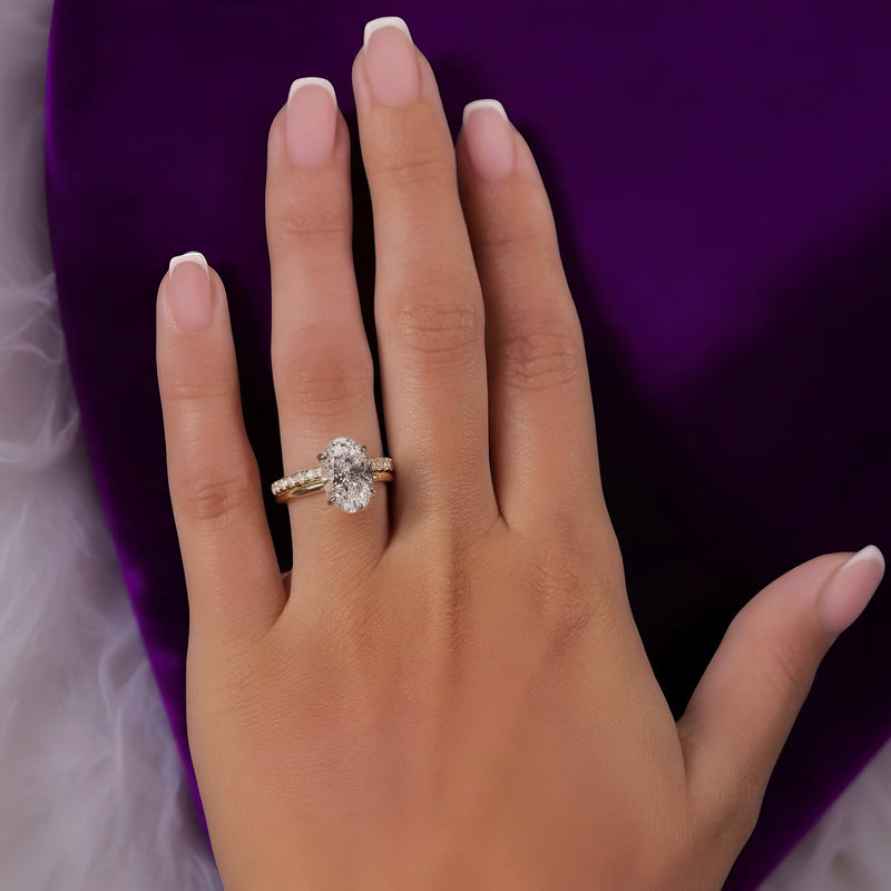 3.0CT GOLD OVAL CUT™️ with Silver Pavé Band