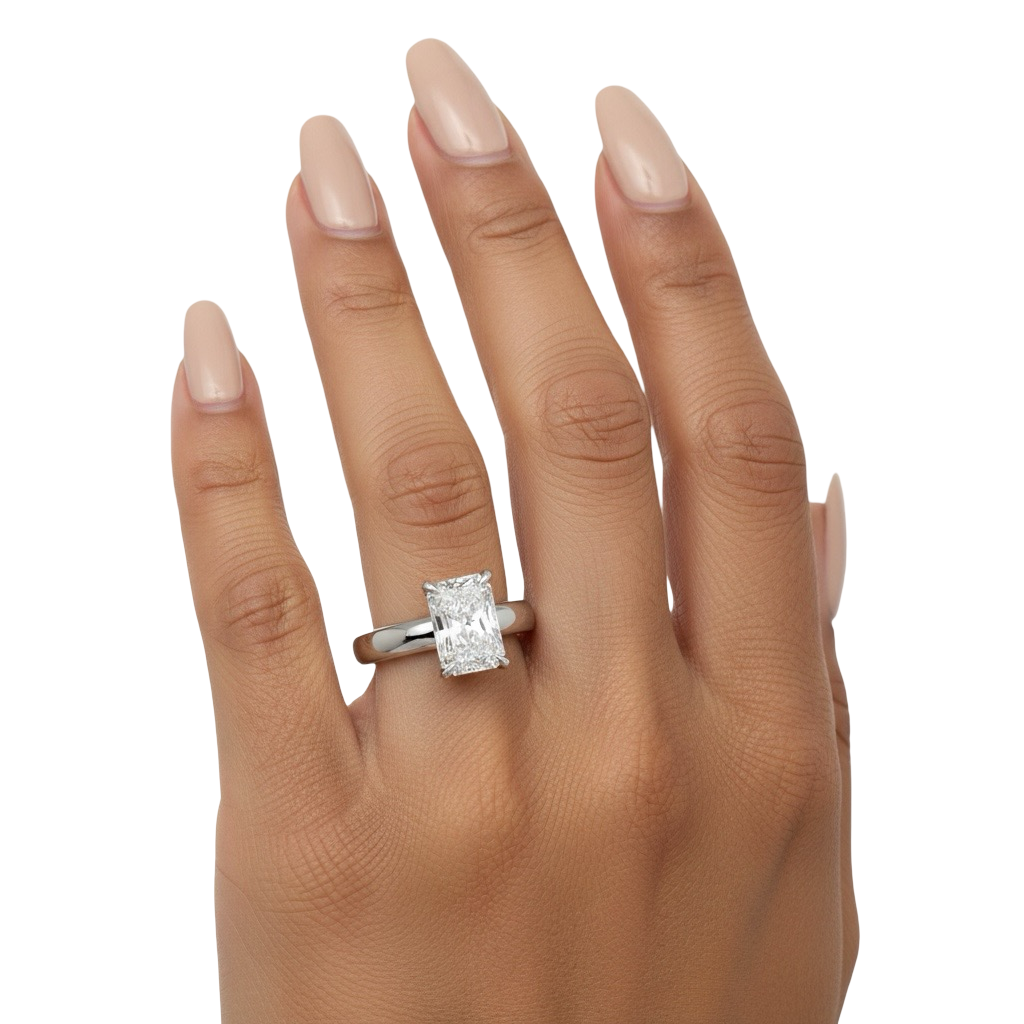 3.0ct Radiant Cut Hidden Halo Solitaire Ring