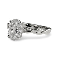 3.0ct Oval Cut Hidden Halo Twisted Shank Solitaire - Sterling Silver & 9-14K White Gold