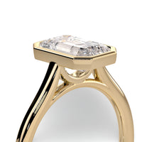 4.0ct Emerald Cut Bezel Ring in 9-18K Yellow Gold