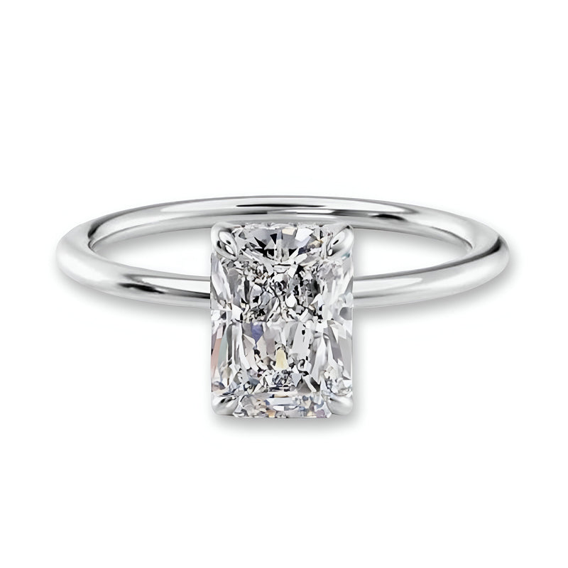 4.0CT Radiant Cut W/ Hidden Halo Ring in Sterling Silver