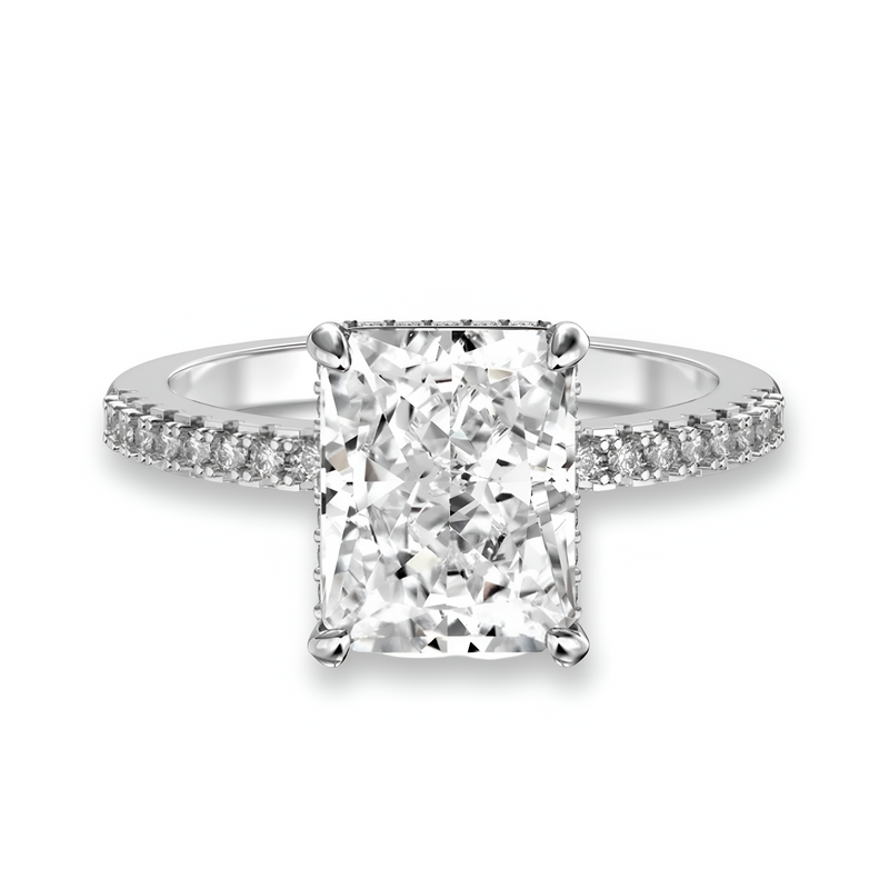 MG Vanter Glow™️ 4.0CT Radiant Cut with Hidden Halo & Pavé in Sterling Silver & 14CT White Gold