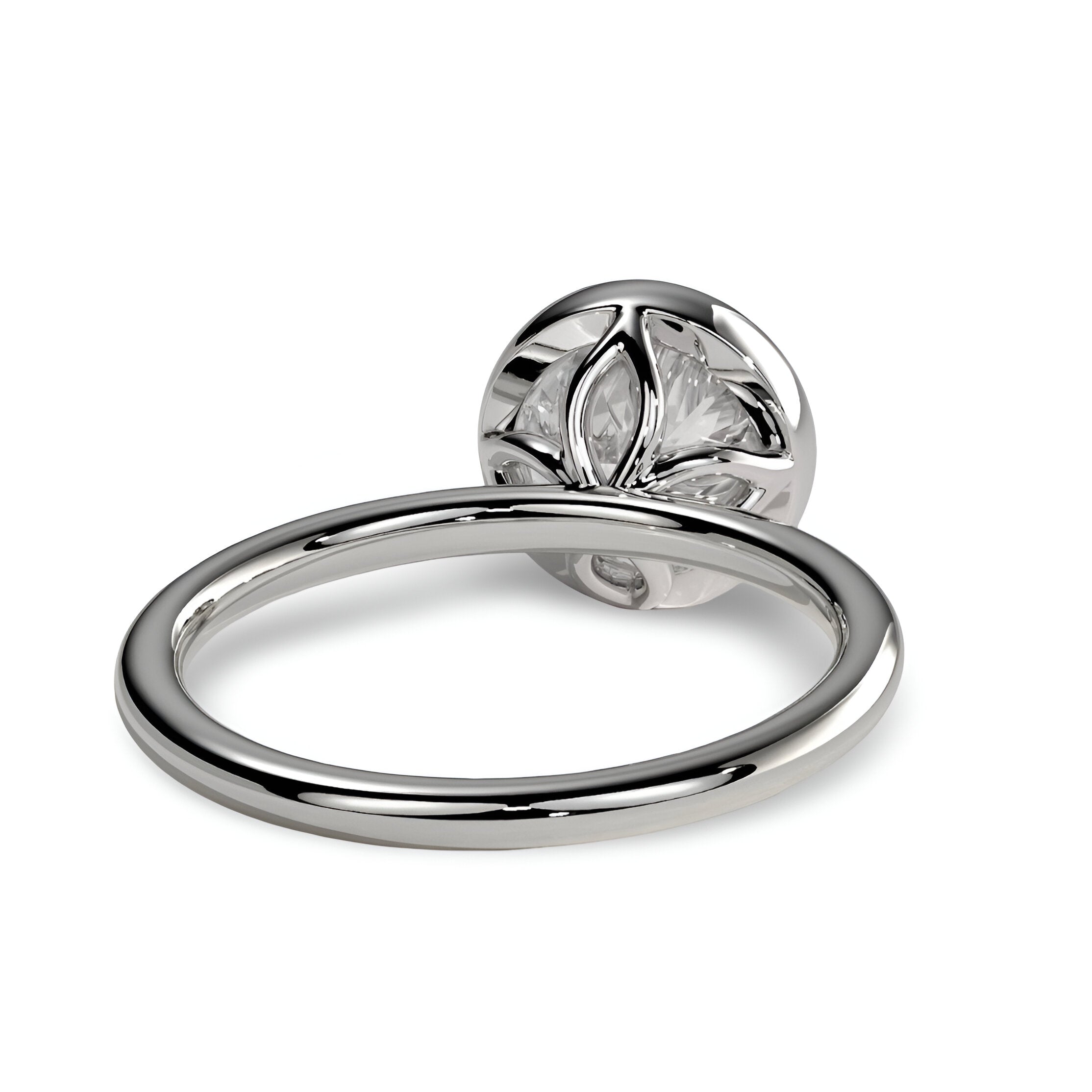 2.0ct Premium Round Brilliant Solitaire Ring – Bezel with Petal Prongs | Sterling Silver or White Gold