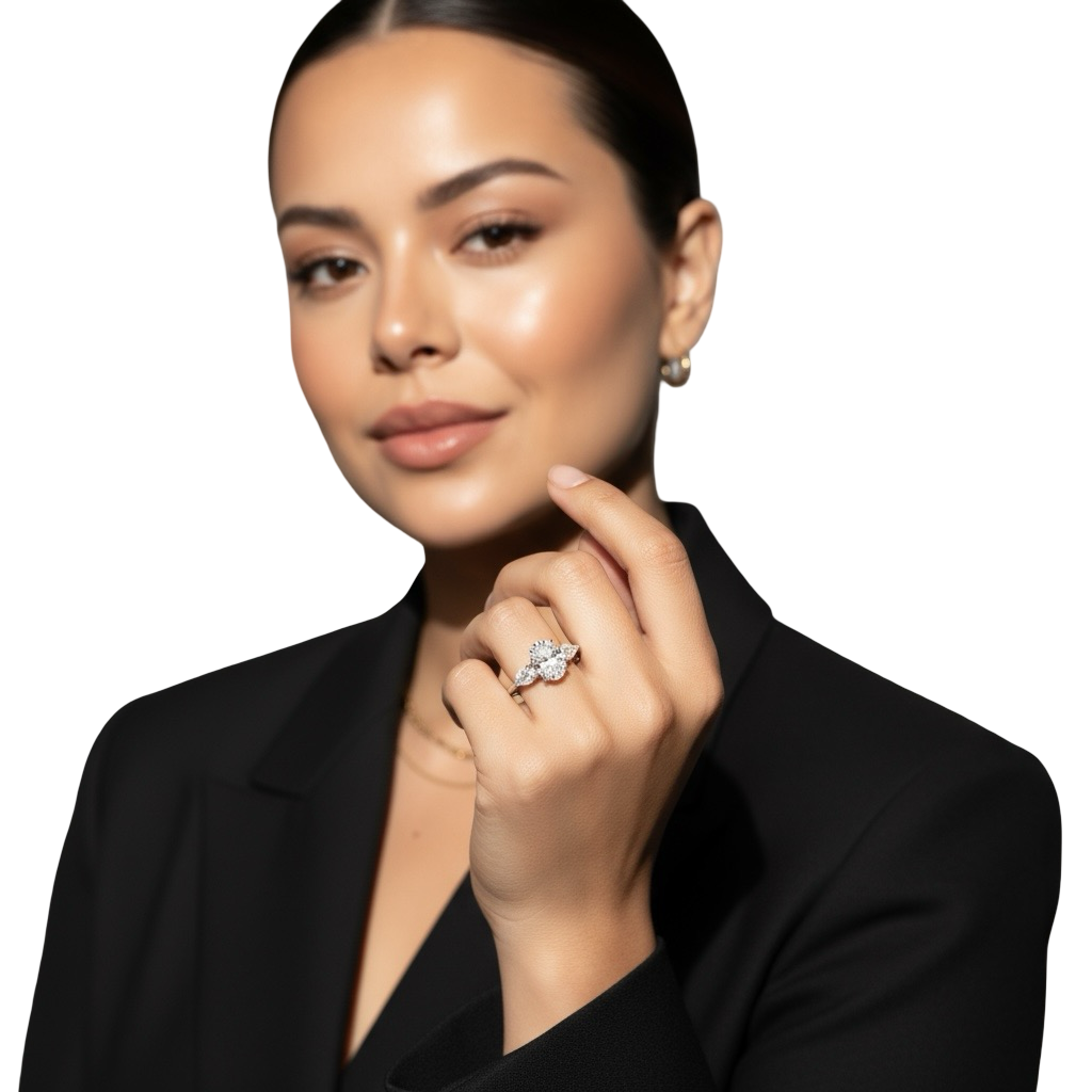 MG AURELIA™️ 3-Stone Oval Cut Ring with Pear Side Stones