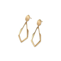 9K Yellow Gold Diamond-Shaped Dangle Earrings – Elegant Contemporary Design