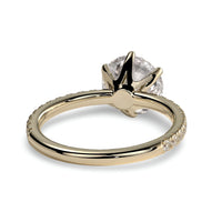 2.0 Ct Round Brilliant Solitaire – 6-Claw with Crown Gallery & Pavé Band | 9–18K Yellow Gold