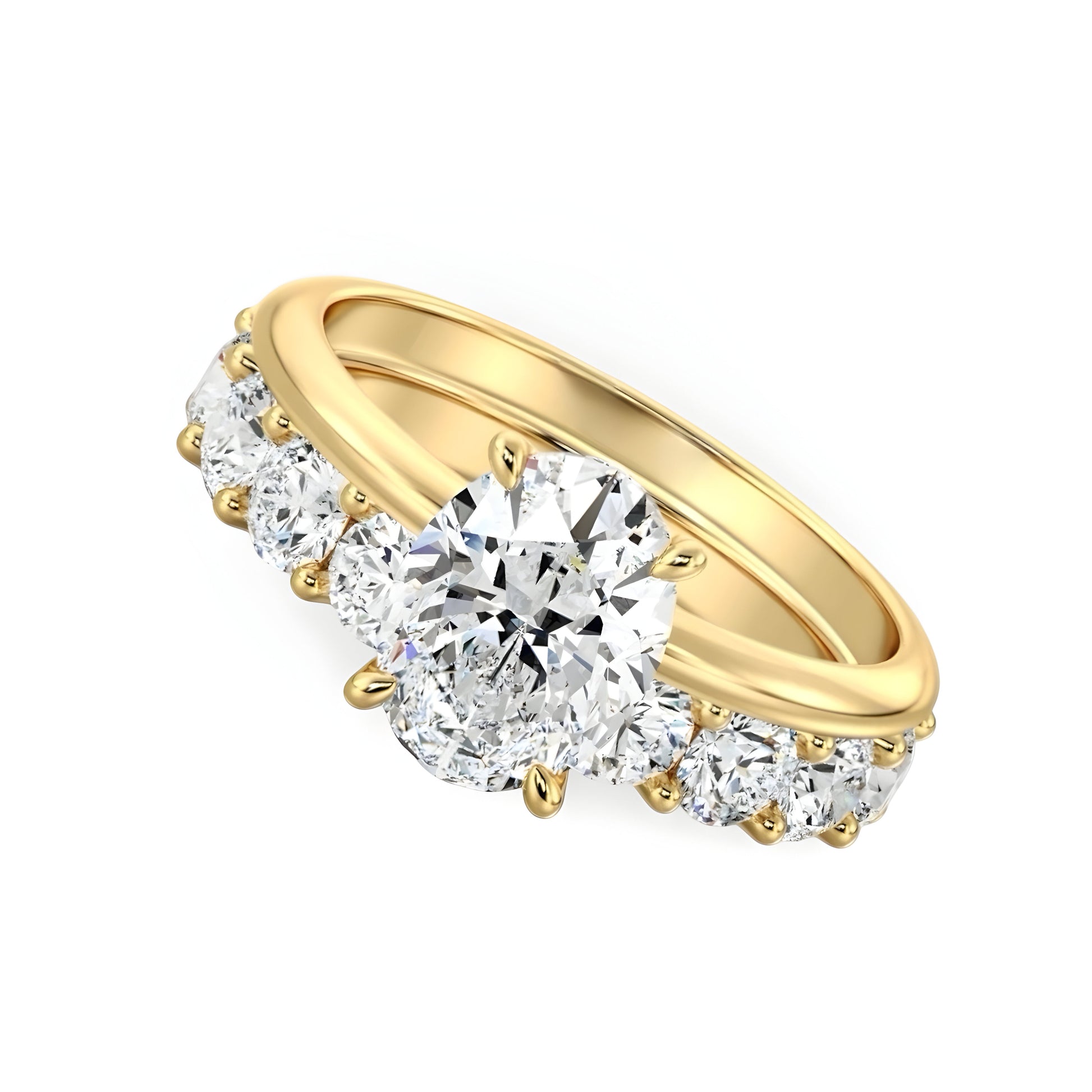 3.0CT GOLD OVAL W/ HALF ETERNITY GOLD BAND - MG ESSENCE