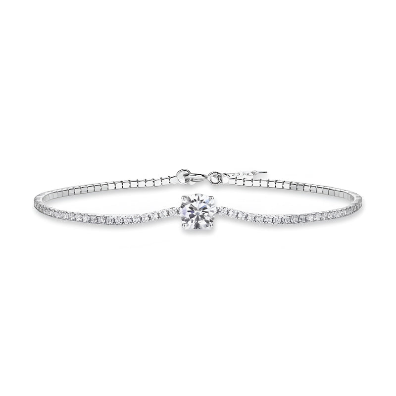 The Lumina Bracelet – Sterling Silver with Center Moissanite