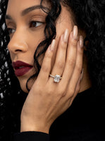 3CT Emerald Cut Hidden Halo Pavé Engagement Ring | 9K–18K Solid Yellow Gold