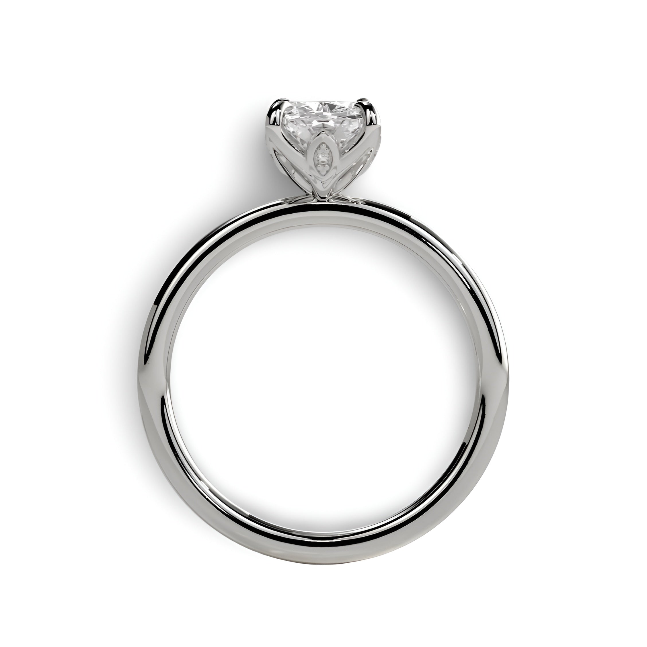 2.0ct Elongated Cushion Cut 4-Claw Solitaire Ring – Sterling Silver & 9–14k White Gold