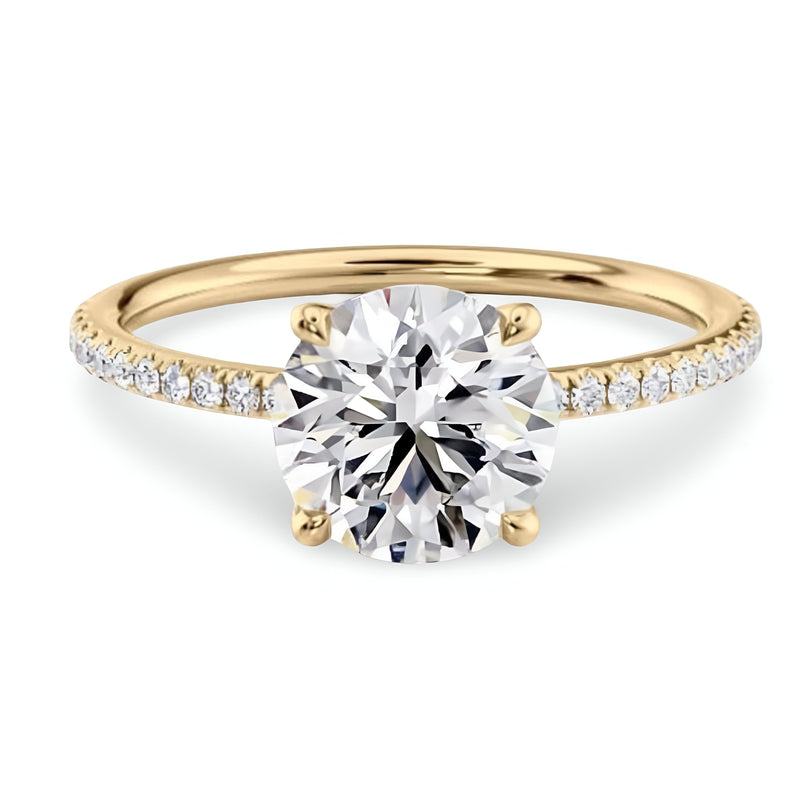 MG Solstice™ 2.0ct Round Brilliant Ring with Pavé – 9ct / 14ct / 18ct Gold & Gold Plated