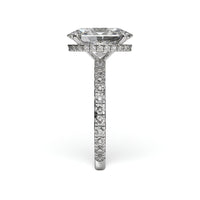 4.0ct Oval Brilliant Hidden Halo Pavé Engagement Ring - Sterling Silver & White Gold