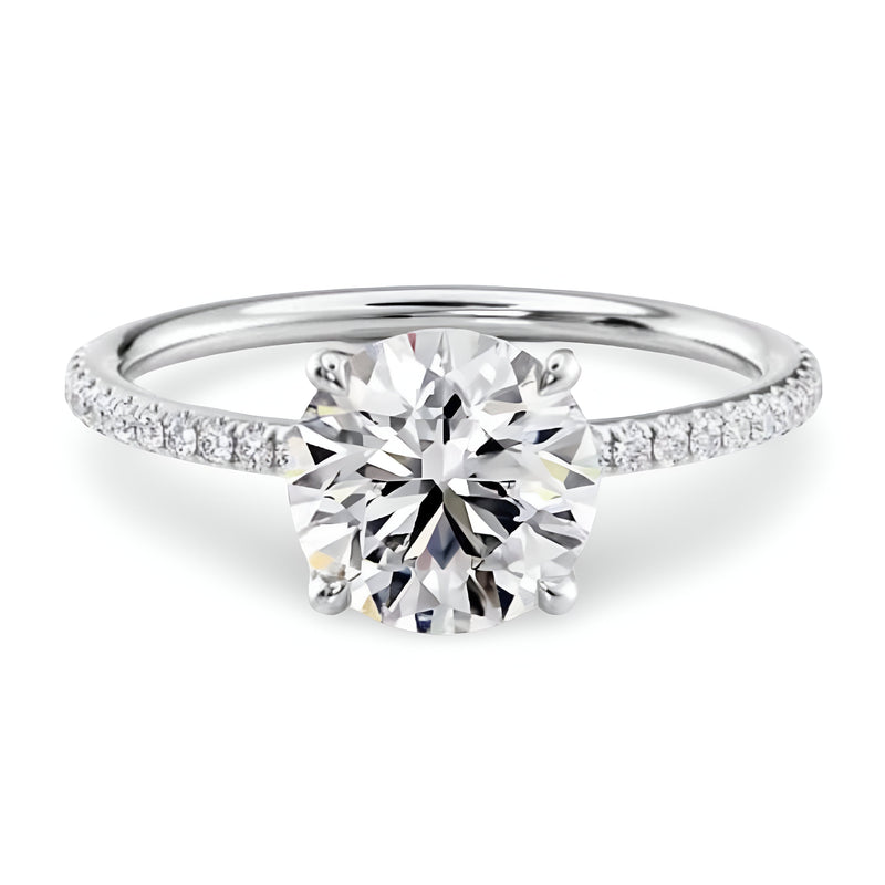 MG Solstice™ 2.0ct Round Brilliant Ring with Pavé – Sterling Silver / 9ct / 14ct White Gold