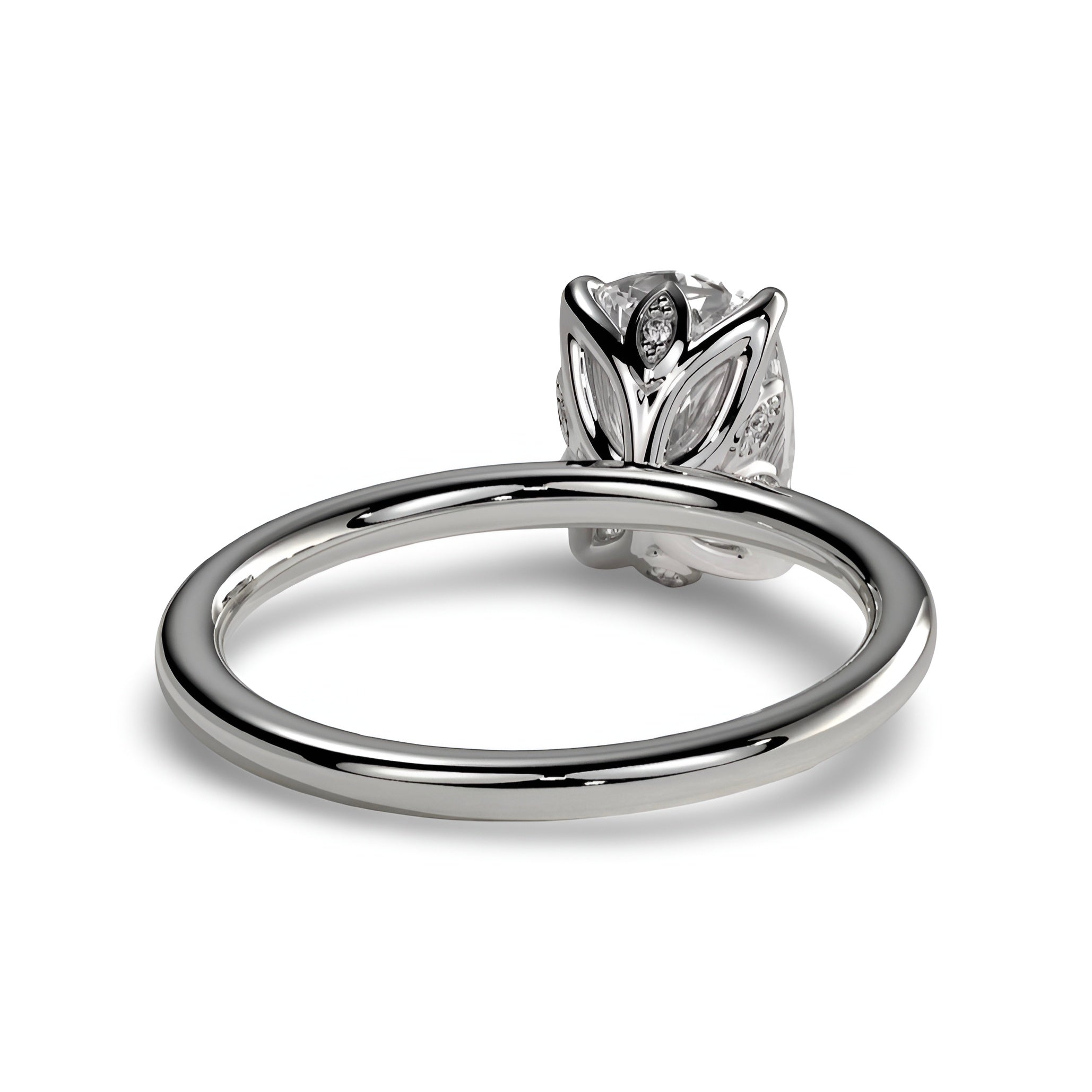 2.0ct Elongated Cushion Cut 4-Claw Solitaire Ring – Sterling Silver & 9–14k White Gold