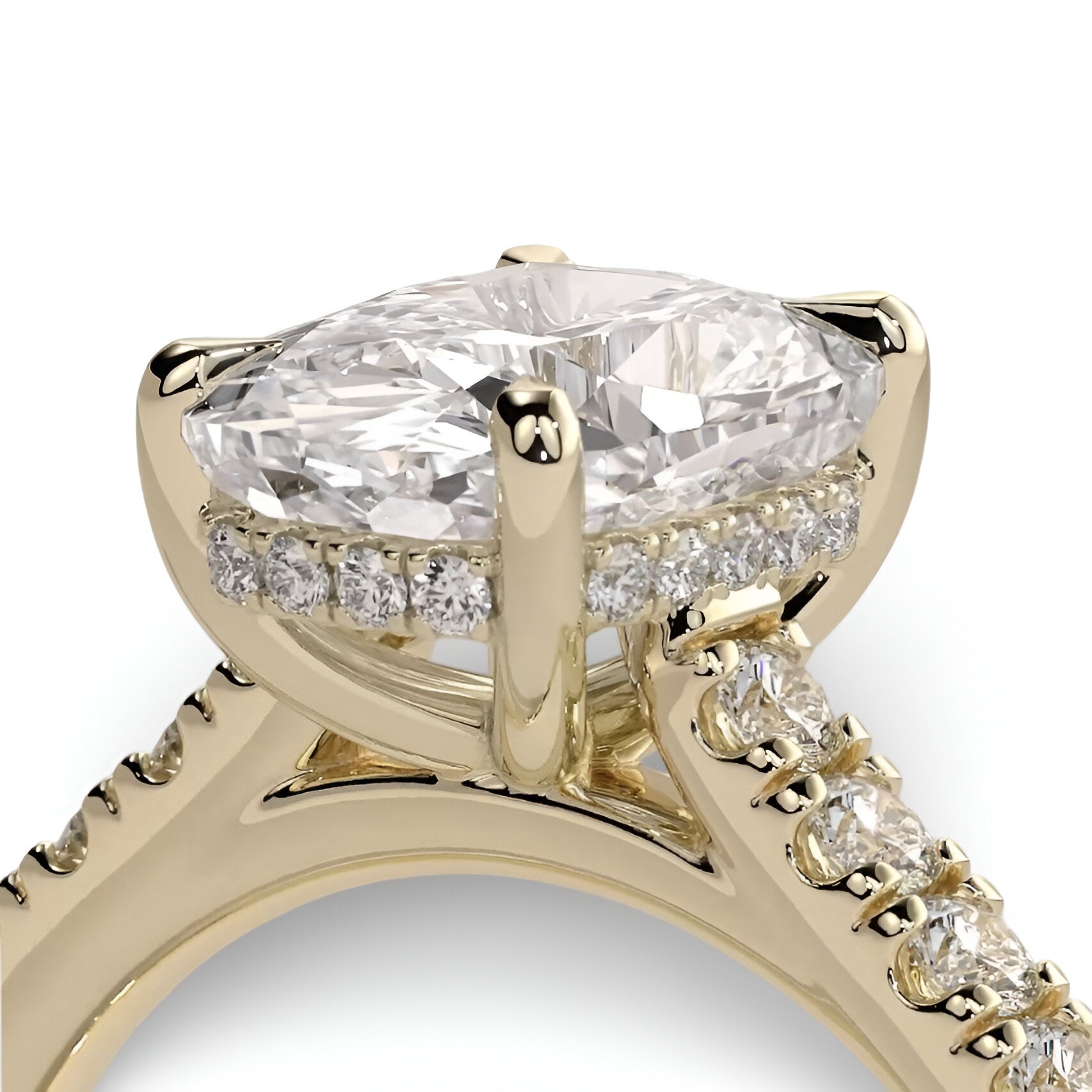 3.0CT Cushion Cut Hidden Halo Pavé Engagement Ring