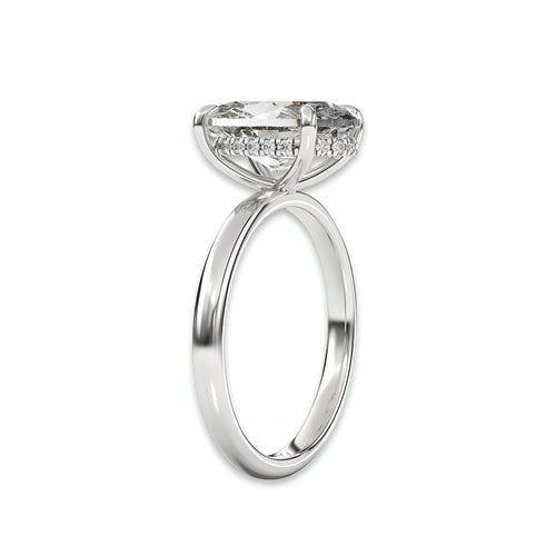 MG SOLARA™ 5.0ct Oval Cut Solitaire with Hidden Halo — Sterling Silver & White Gold MG ESSENCE