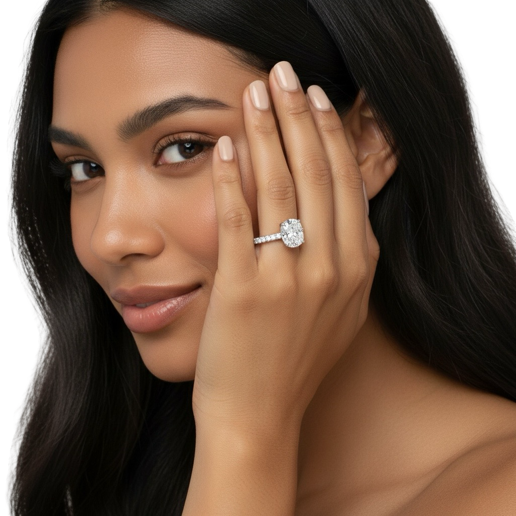 3.0CT CUSHION CUT HIDDEN HALO PAVÉ ENGAGEMENT RING