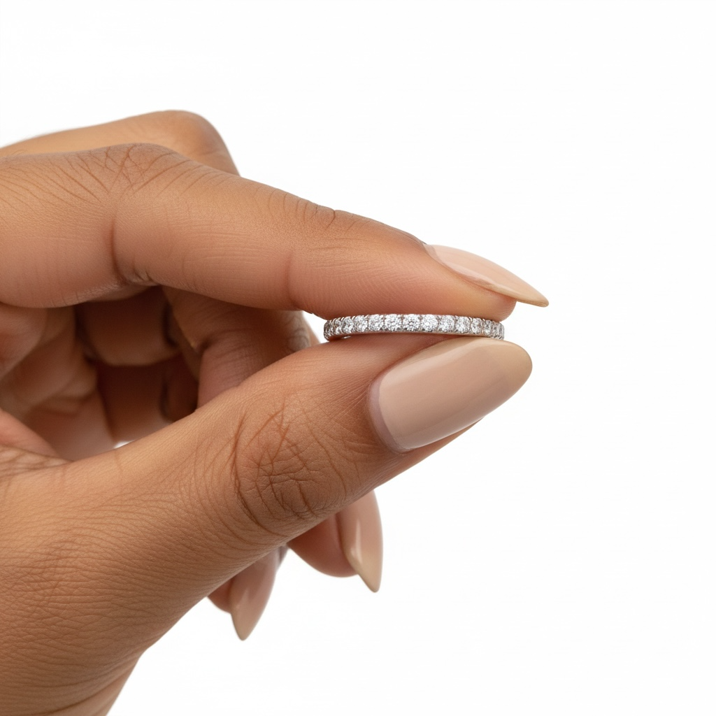 Round Brilliant Half Pavé Band – 0.10ct Stones | Sterling Silver