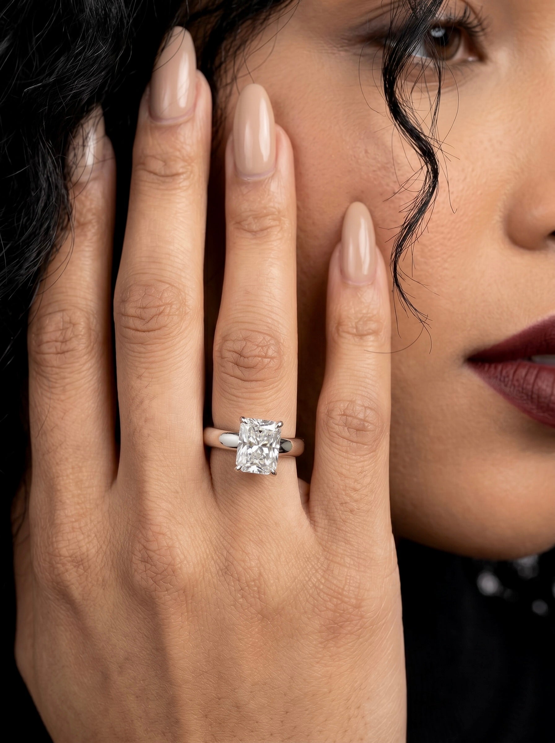 3.0ct Radiant Cut Hidden Halo Solitaire Ring