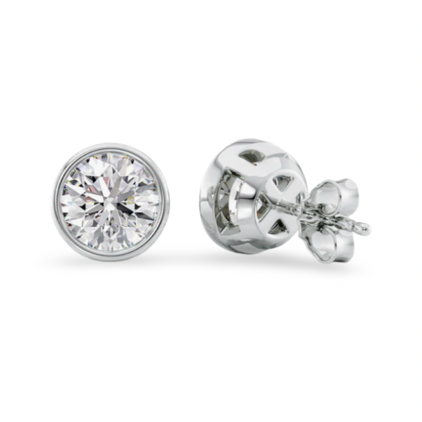 The Lumina™ Earrings – 2.0ct Round Brilliant Bezel Moissanite