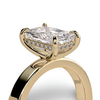 4.0ct Radiant Cut Hidden Halo Ring with 3mm Band in 9-18K Yellow Gold