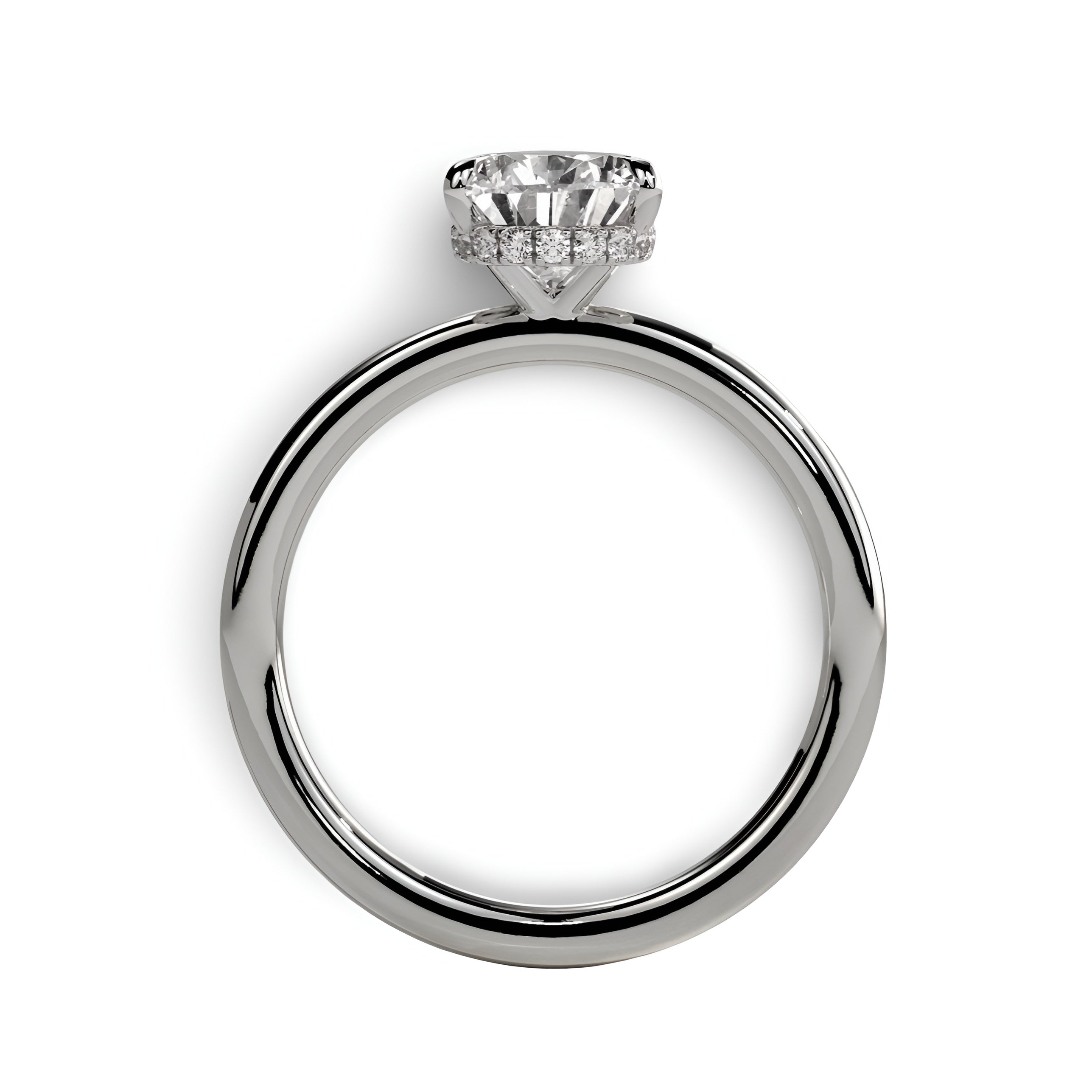2.0ct Pear Cut Solitaire Ring with Hidden Halo – 5-Claw Setting | Sterling Silver & 9–14k White Gold