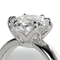 2.0ct Round Brilliant Solitaire with Petal-Style Six-Prong Setting - Sterling Silver & 9-14K White Gold