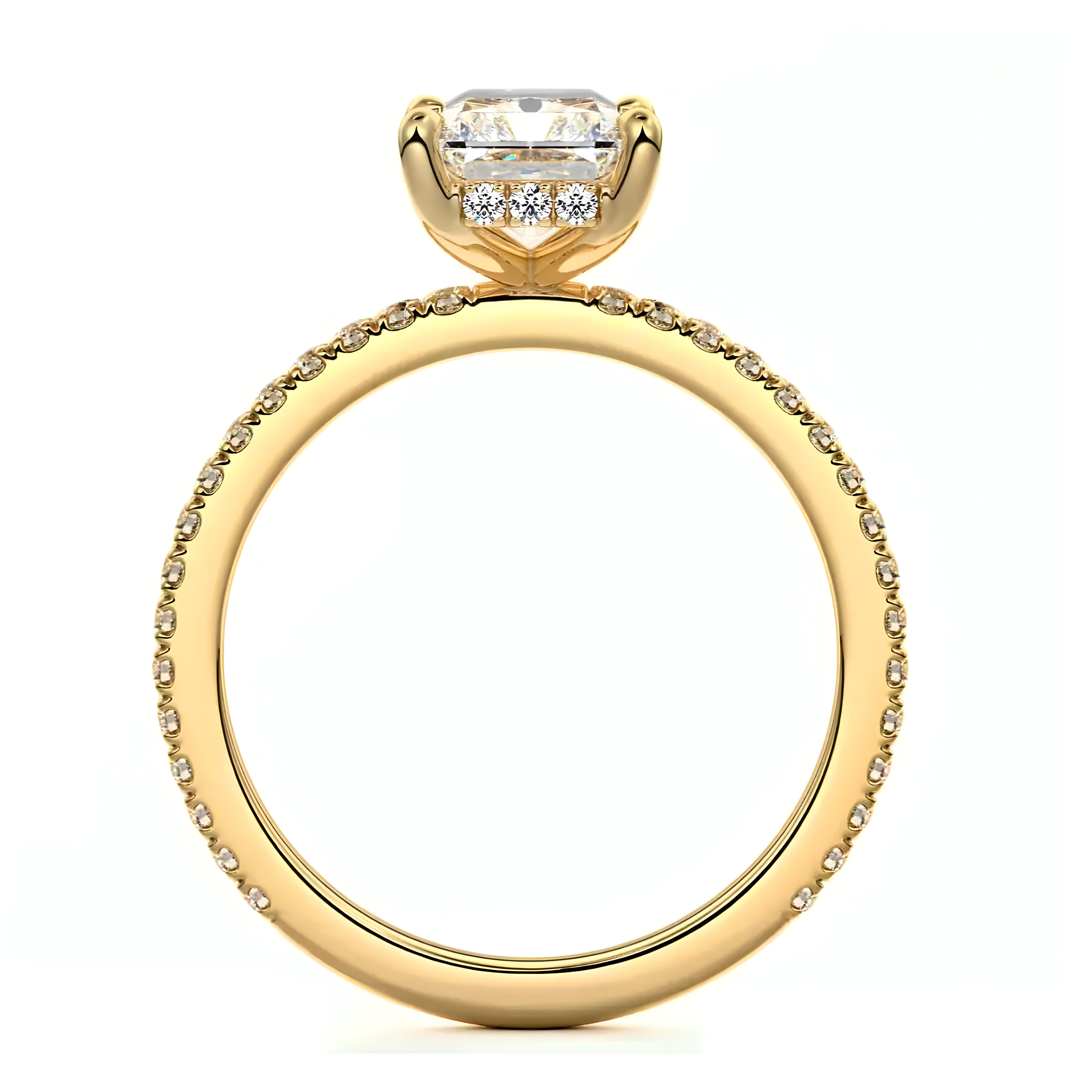MG LUMINA™ 4.0ct Radiant Cut Hidden Halo Pavé Ring – 9ct / 14ct / 18ct Solid Gold