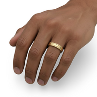 MG NOVO 3mm Geometric Block-Engraved Yellow Gold Band
