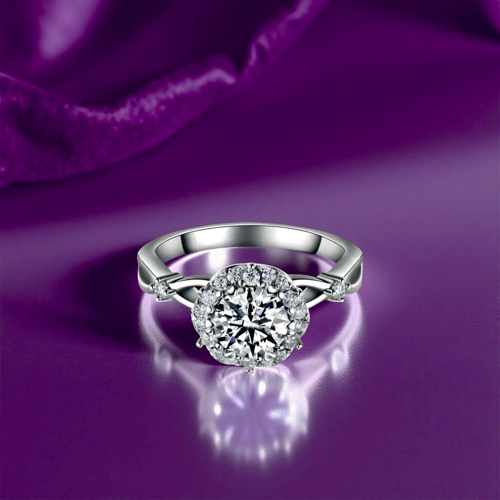 MG CROWN ELIPSE®️2.0CT VINTAGE ROUND HALO RING - MG ESSENCE