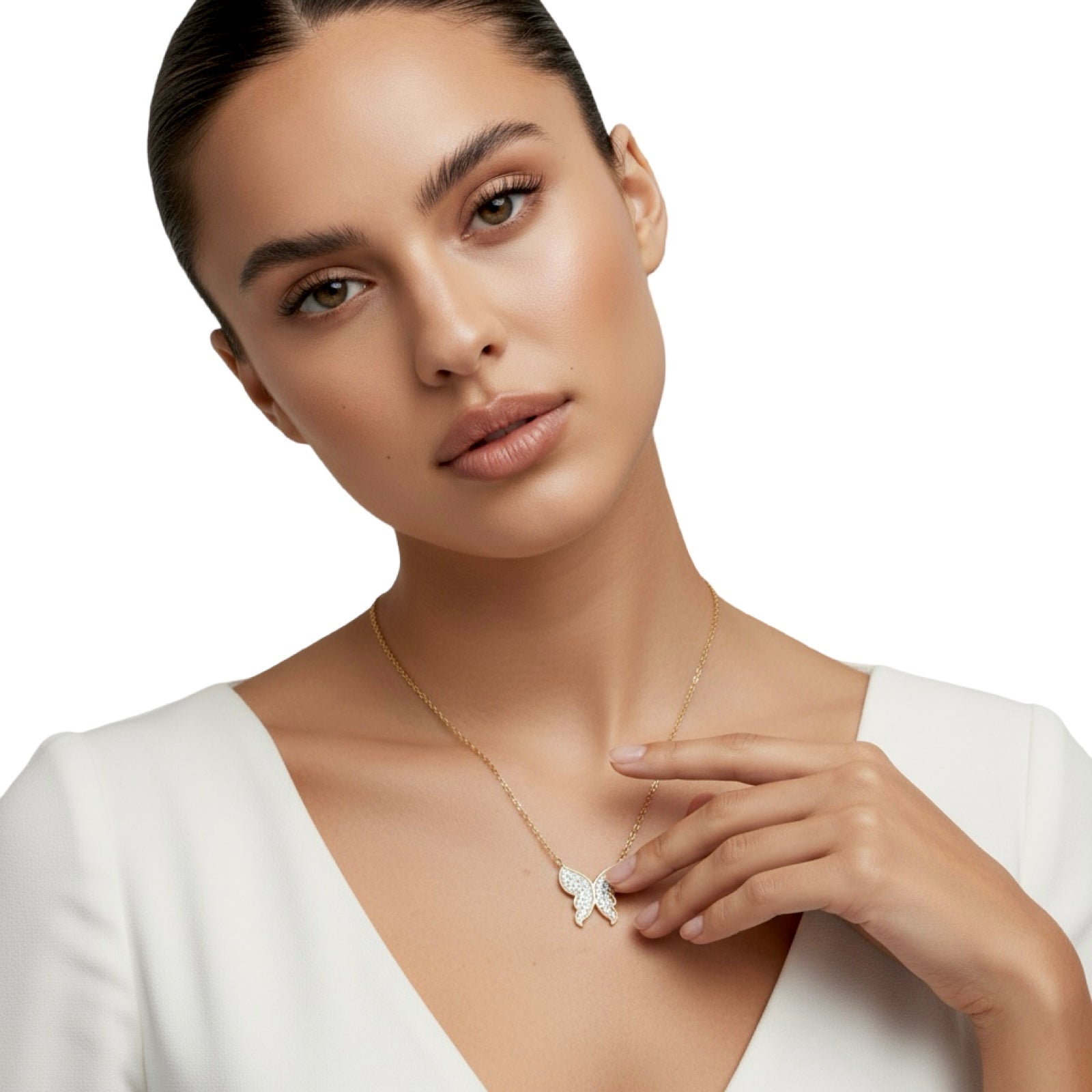 Moonlit Butterfly Necklace in 18K Gold Plated