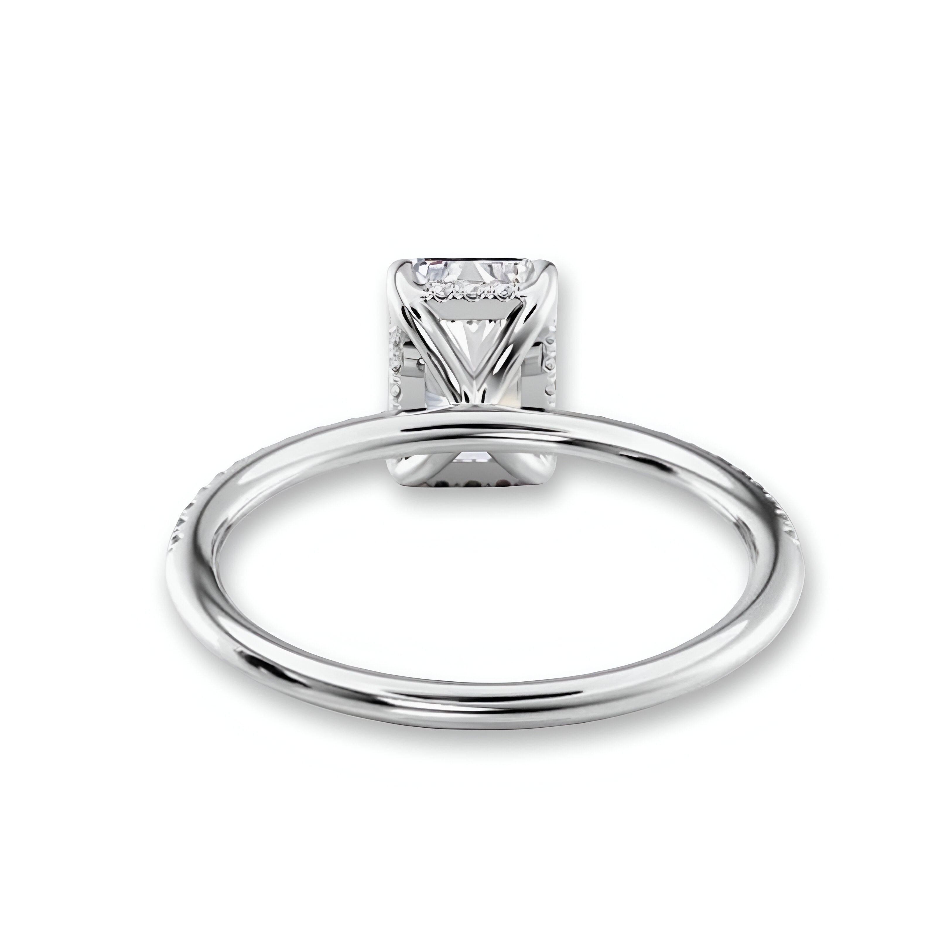 4.0CT Radiant Cut W/ Hidden Halo Set in Pavé - Sterling Silver - Cubic Zirconia