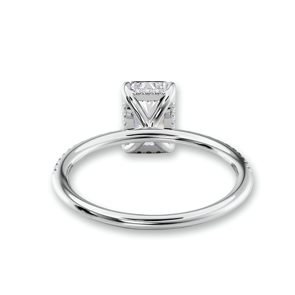 4.0CT Radiant Cut W/ Hidden Halo Set in Pavé MG ESSENCE