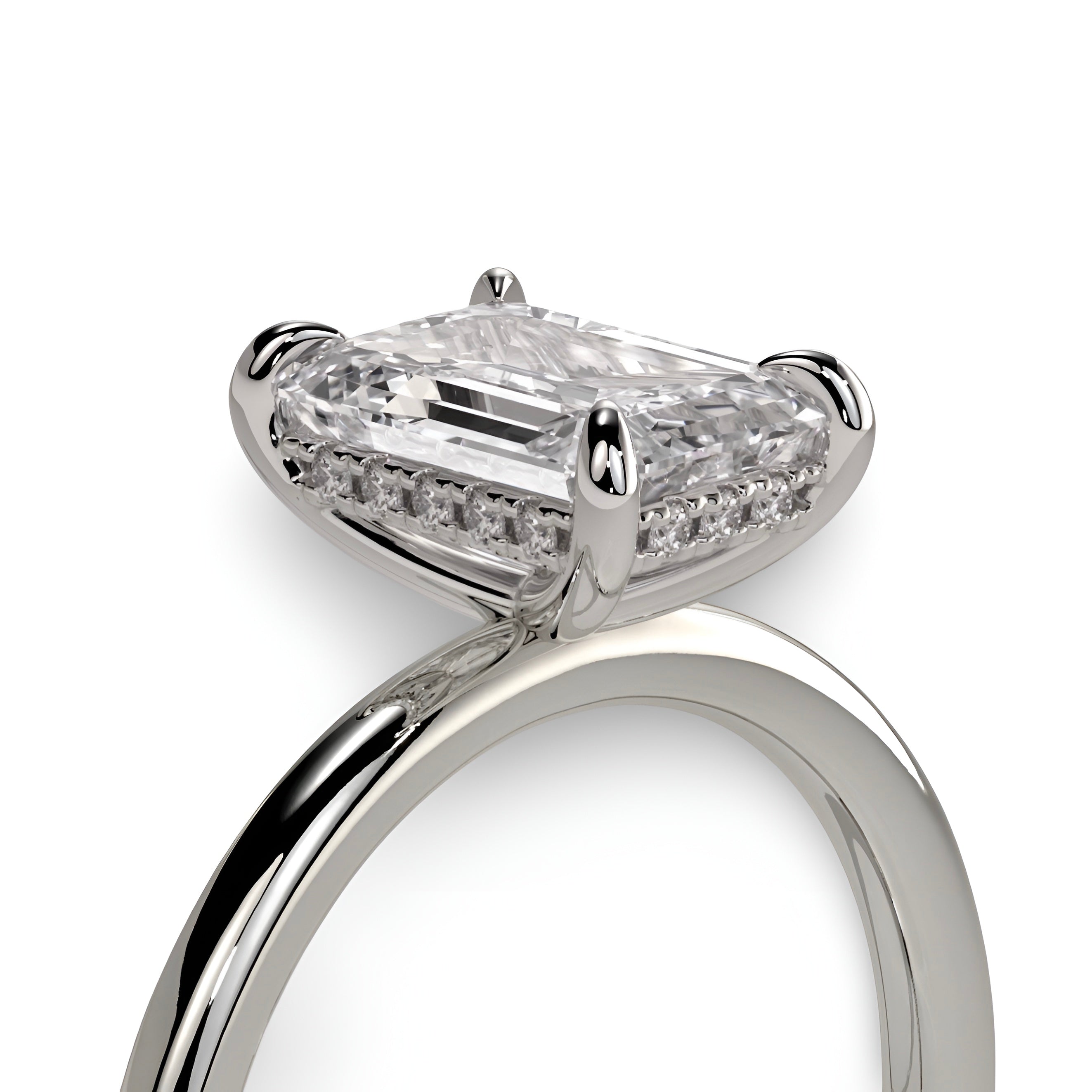 3.0ct Emerald Cut Hidden Halo Solitaire
