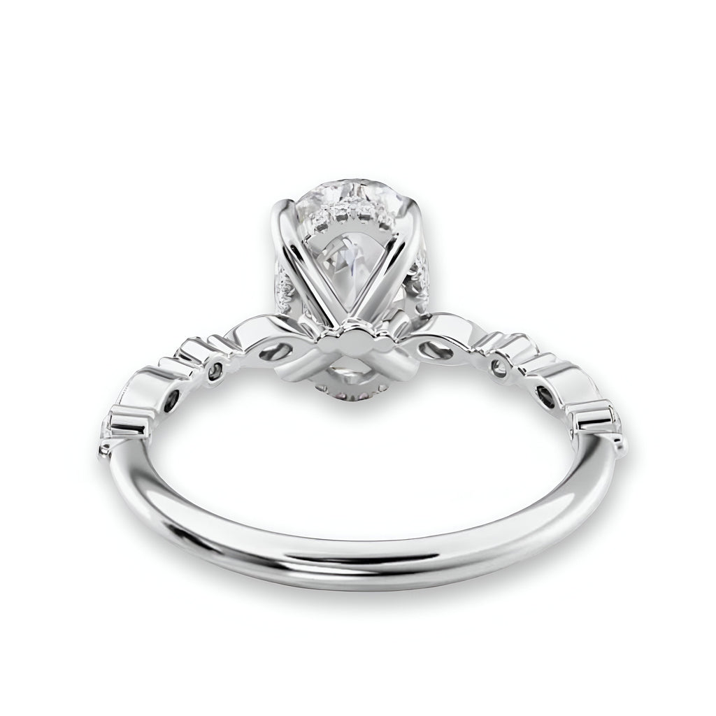 2.0CT Oval Cut W/ Half Eternity Marquise Band MG ESSENCE