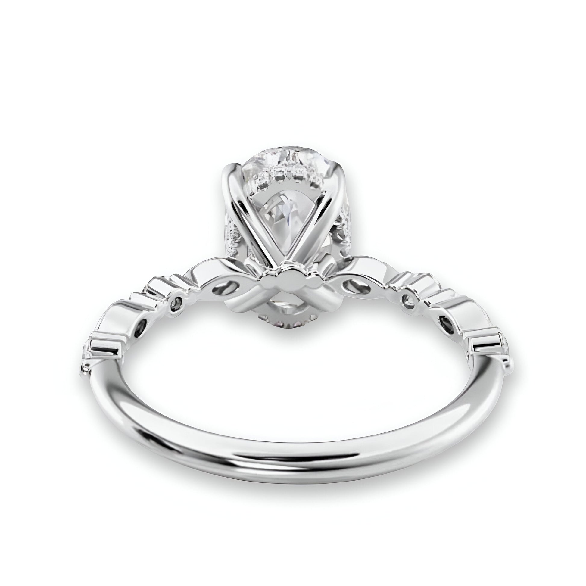 2.0CT Oval Cut W/ Half Eternity Marquise Band MG ESSENCE