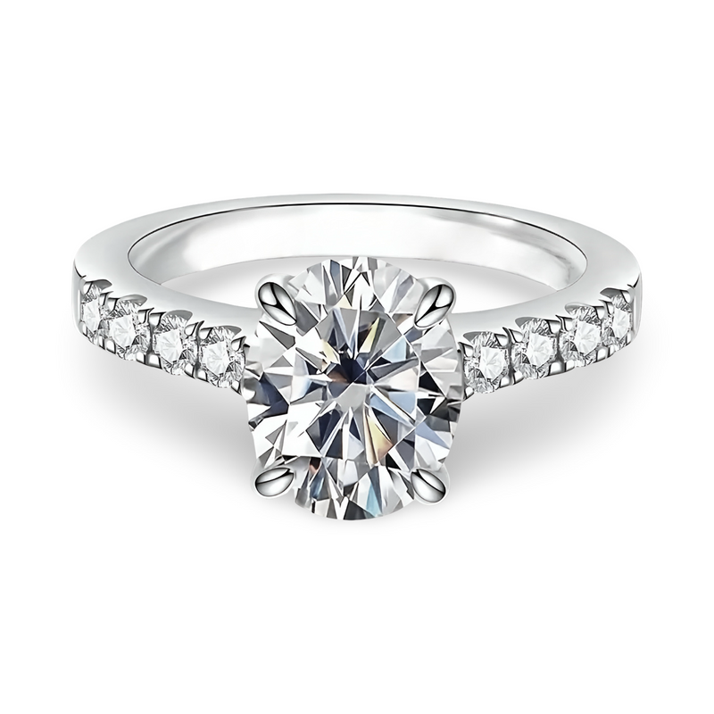 3.0ct Oval Cathedral Pavé Gemstone Ring