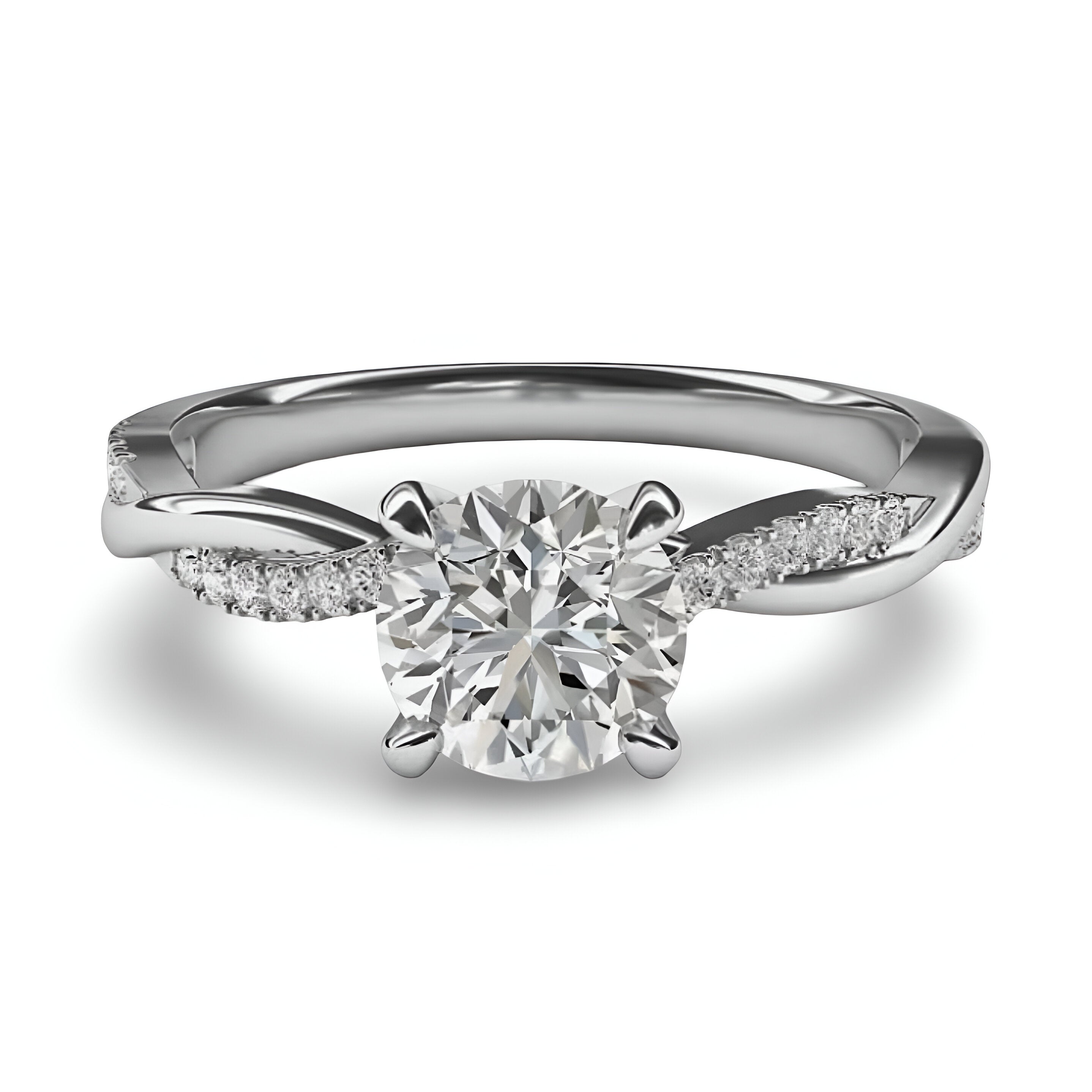 Twisted Pavé Solitaire Ring