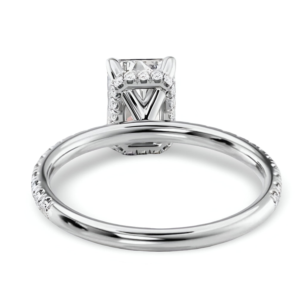 4.0CT Radiant Cut W/ Hidden Halo & Additional Mixed Marquise Band MG ESSENCE