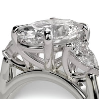 MG AURELIA 3-Stone Oval Cut Ring with Pear Side Stones - Sterling Silver & White Gold