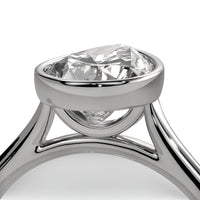 2.0ct Pear Cut Bezel Set Engagement Ring – Sterling Silver / 9K–14K White Gold