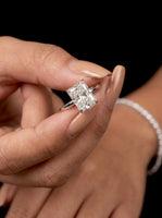 3.0CT Radiant-Cut VVS1 Solitaire Hidden Halo Ring - Sterling Silver & White Gold