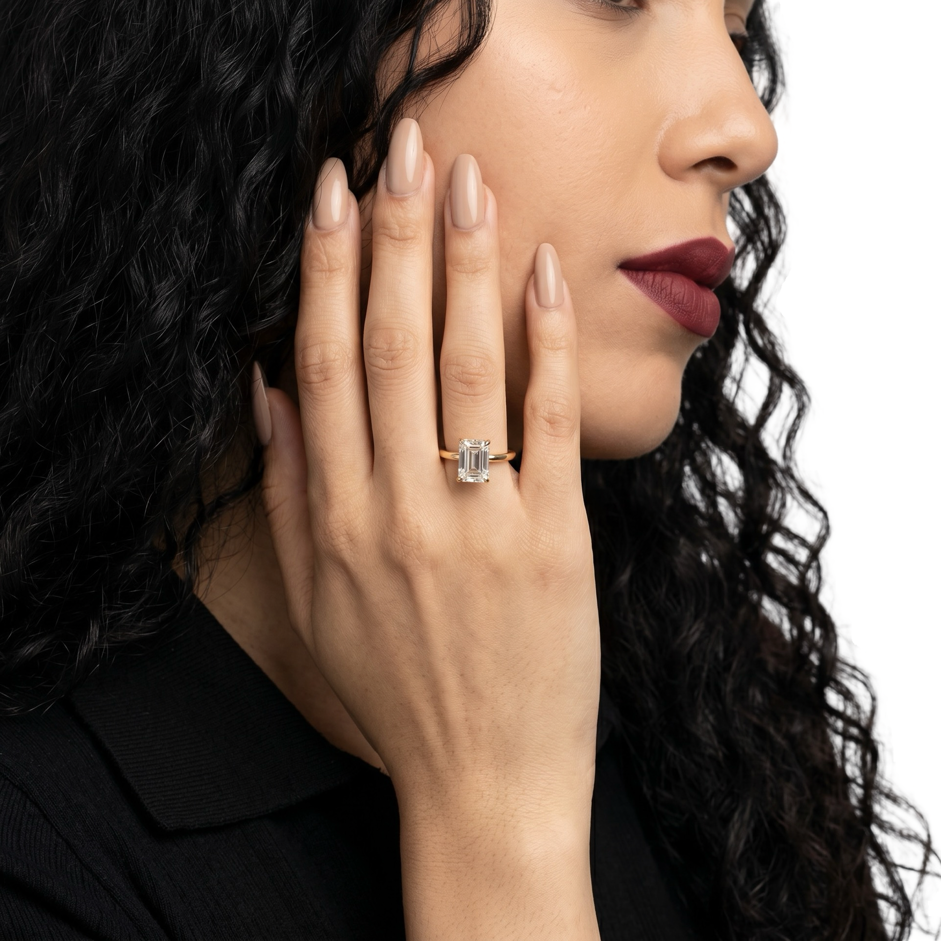3.0ct Emerald Cut Hidden Halo Solitaire